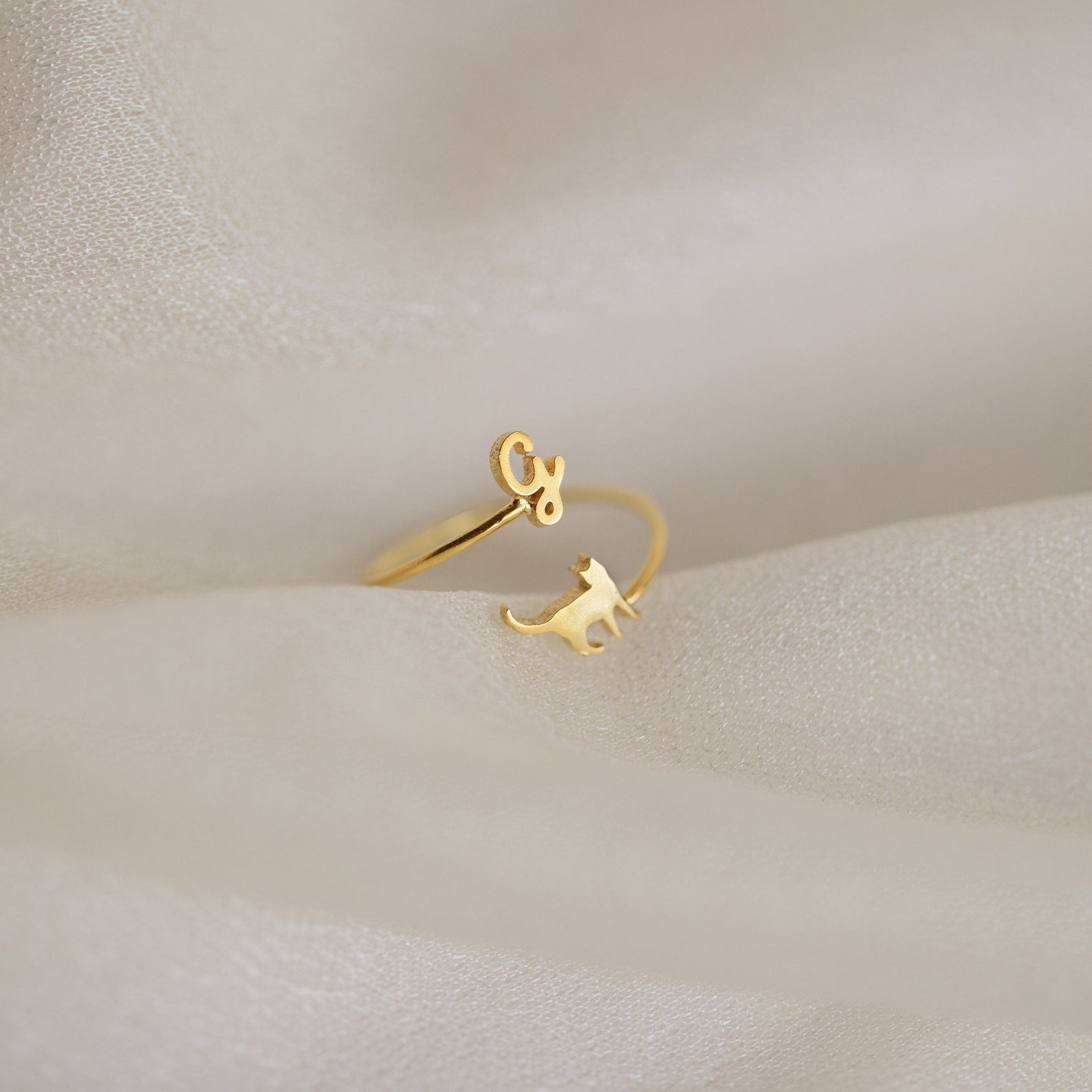 Duo Pet Initial Wrap Ring Rose Gold